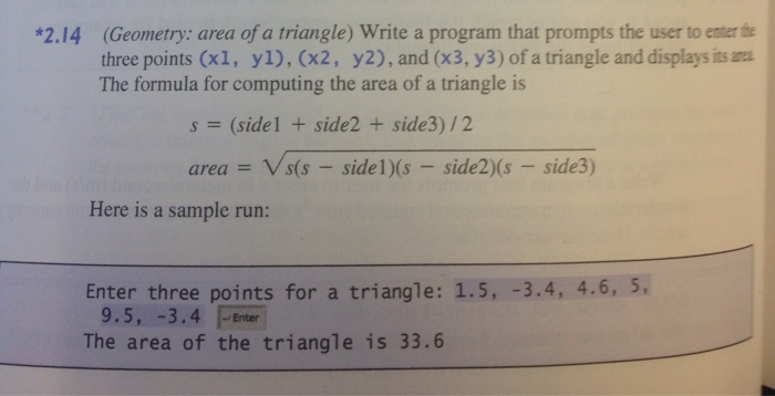 class contains: Three float data fields named side 1, side2, and side3