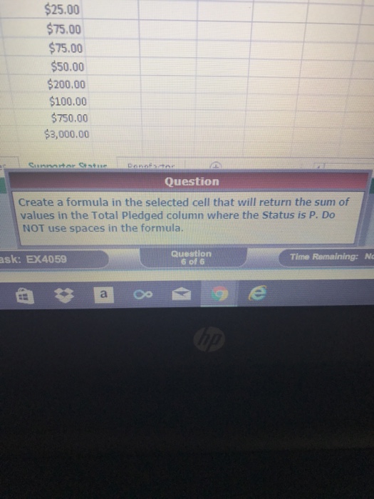  Create a formula in the selected cell that will return the