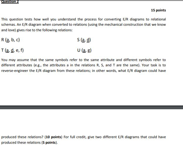  Question 2 15 points This question tests how well you understand