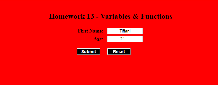 form that allows the user to enter their first name and age.