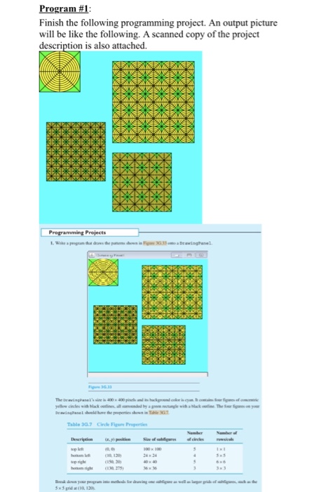  Program #1: Finish the following programming project. An output picture will