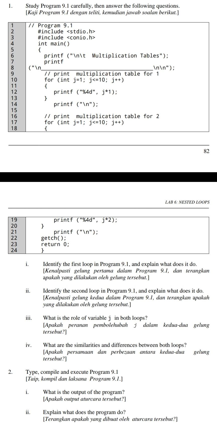 1. Study Program 9.1 carefully, then answer the following questions. [Kaji