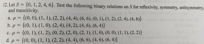  Only need b,c, & d 12. Let S = {0, 1,
