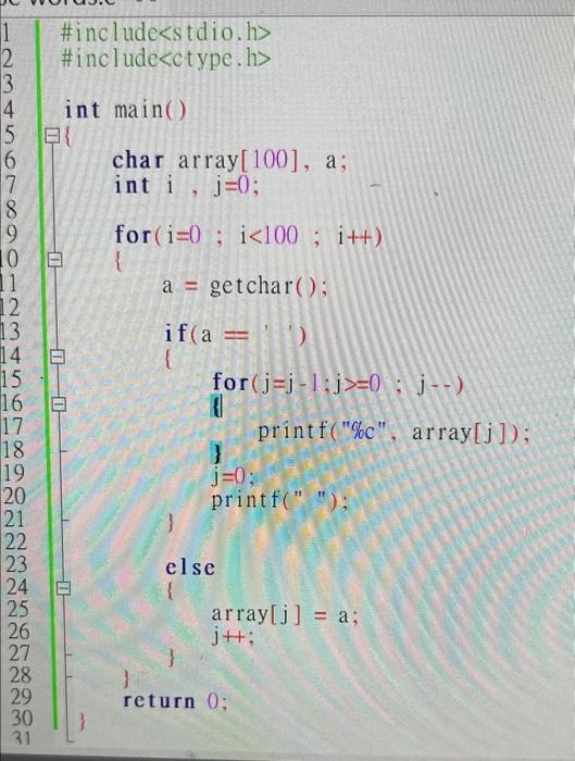 C language Problem is to write a program to reverse each word