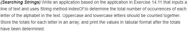  14.12 (Searching Strings) Complete this assignment as written as a Java