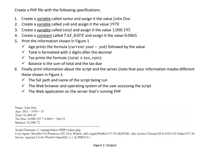  Create a PHP file with the following specifications: 1. Create a