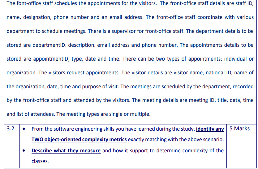 scenario below outlines the problem domain. This description is not complete, but