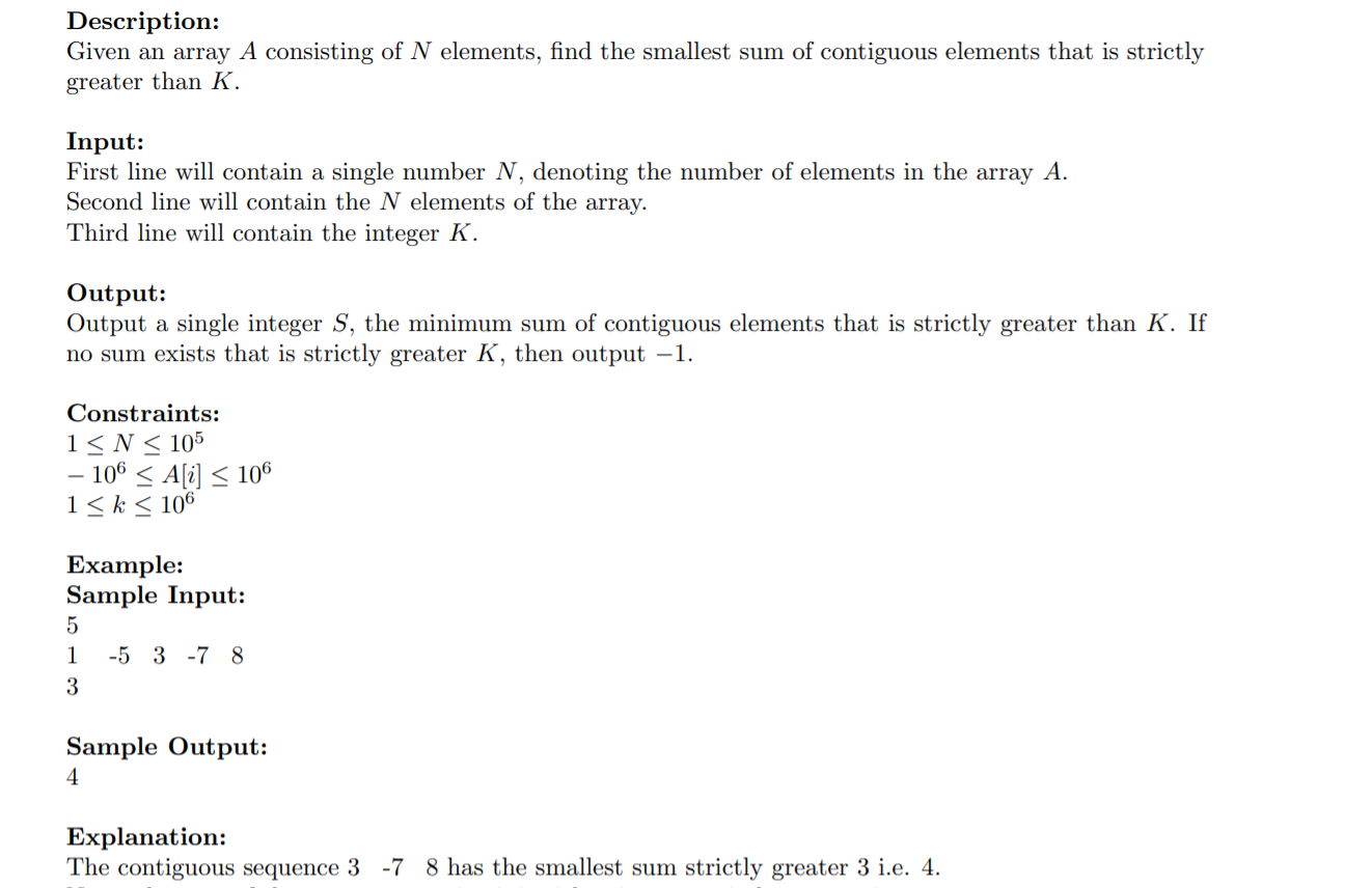  Description: Given an array A consisting of N elements, find the