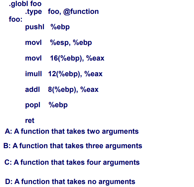 Can you please answer this assembly x86 multiple choice question.Please explain why