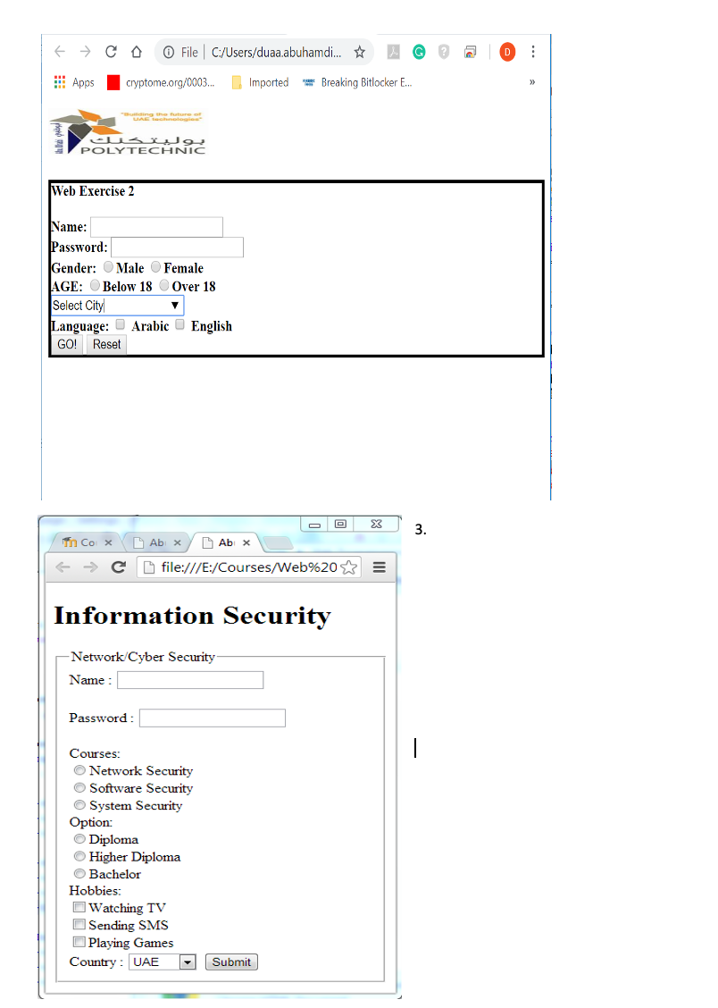 the following requirements: The first page (page1.html) has a link to the