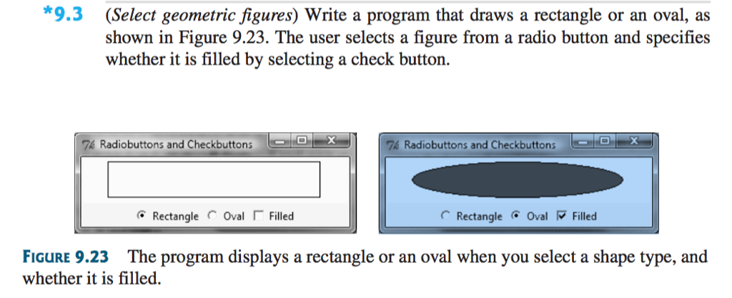 PYTHON: (Select geometric figures) Write a program that draws a rectangle or