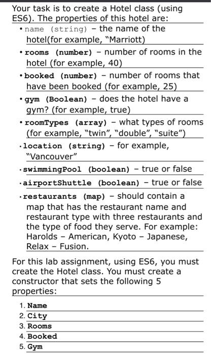 help, here is the description of Hotel Class thats the code for