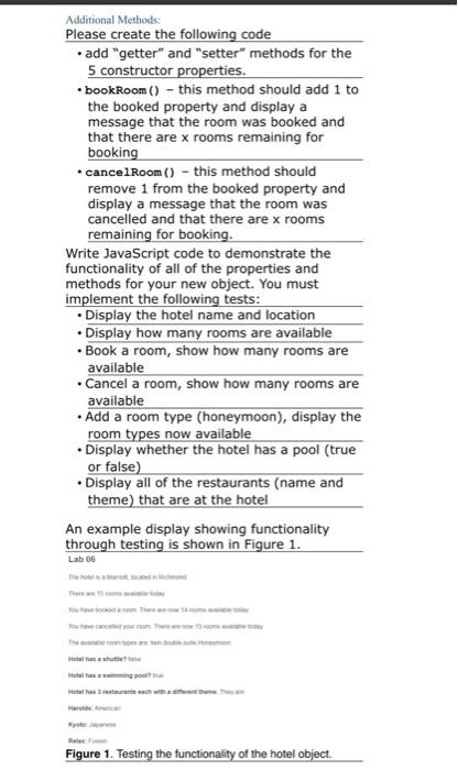 part1 class Hotel{//class Hotel //constructor constructor(name,rooms,booked,gym,city){ this.name=name; this.rooms=rooms; this.booked=booked; this.gym=gym; this.city=city; this.roomTypes=["twin","double","suite"];