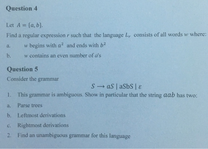  Let A = {a, b}. Find a regular expression r such