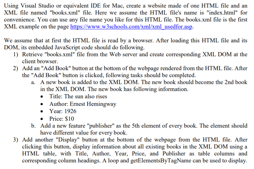  Using Visual Studio or equivalent IDE for Mac, create a website