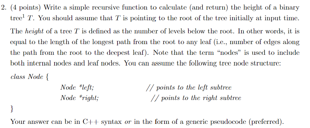 class Node { Node *left; // points to the left subtree