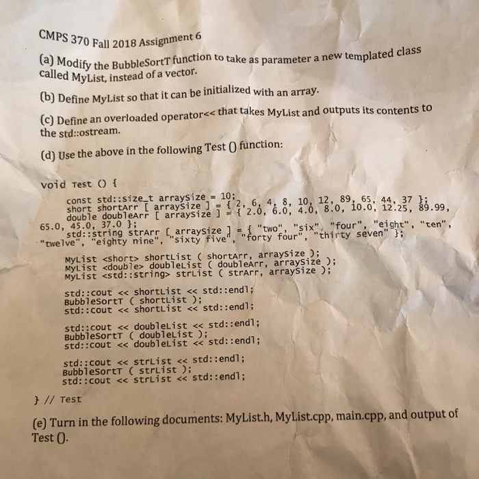  0 Fall 2018 Assignment 6 (a) Modify the BubbleSoreTr function to