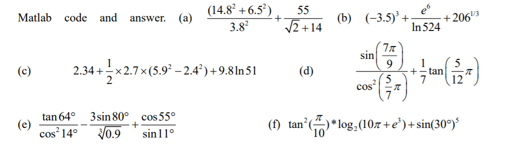  55 e Matlab code and answer. (a) (14.8 +6.52) 3.82 +