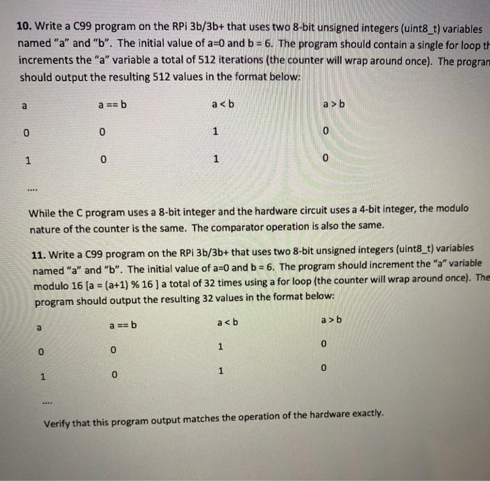  10. Write a 099 program on the RPi 3b/3b+ that uses