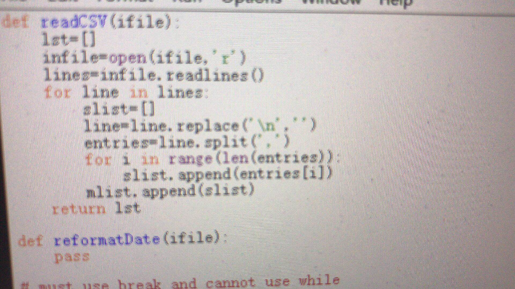 may need 3. Write a function, sortByRep(ifile) which uses readCSV (ifile) from