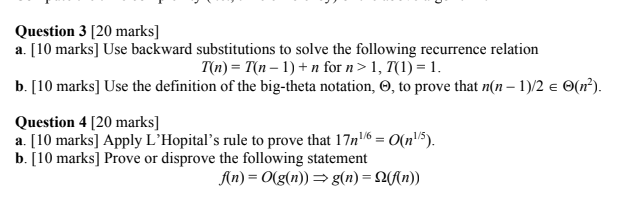  Question 3 [20 marks] a. [10 marks] Use backward substitutions to