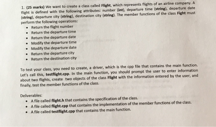  Program with c++ 1. (25 marks) We want to create a