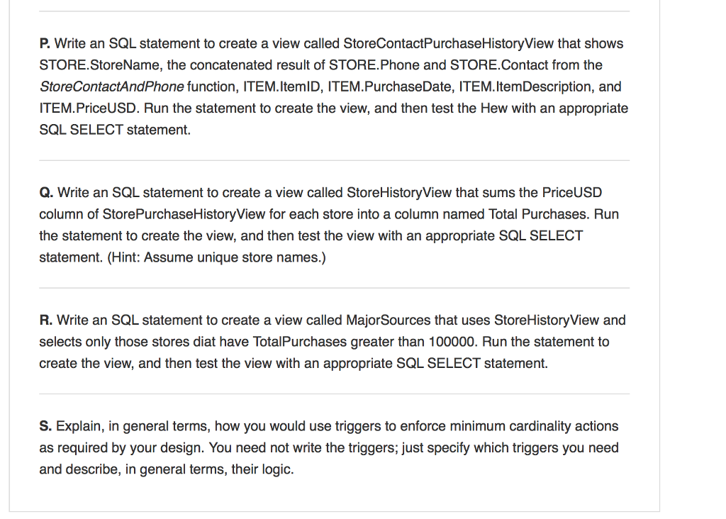 PurchaseDate, ltemDescription, Category PriceUSD) SHIPPER (ShipperID. ShipperName, Phone, Fax, EmailAddress, Contact) SHIPMENT