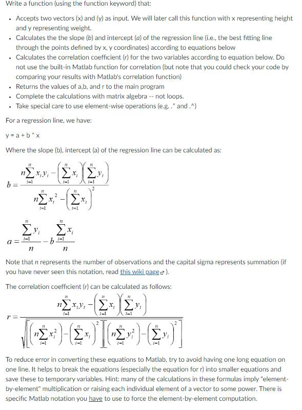  code for function: clc;clear all;format short x=[1:10]; y=5.*x; [a b r]=LinearRegression(x,y)