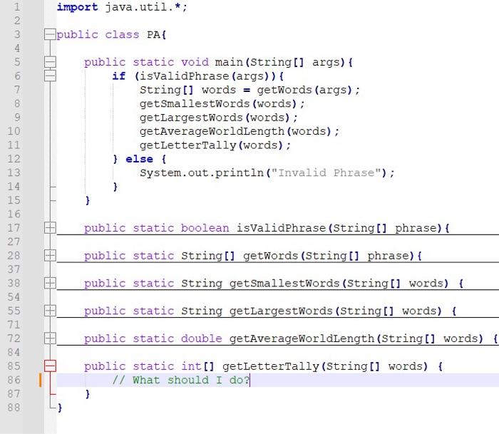 least frequently used letter in a array from the command line argument