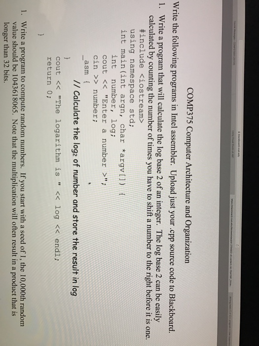 Write in assembler language Write the following programs in Intel assembler.
