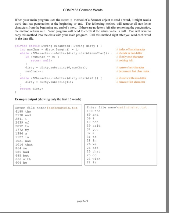 and counts the number of times cach English word appears. Display the