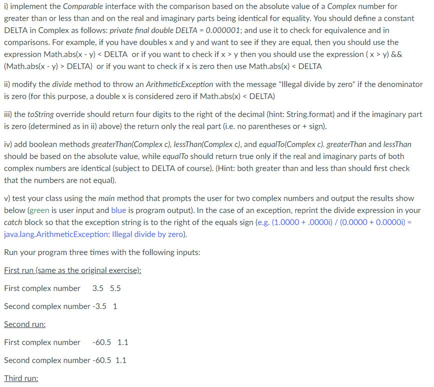  public class Complex implements Comparable, Cloneable{ private double realPart; private double