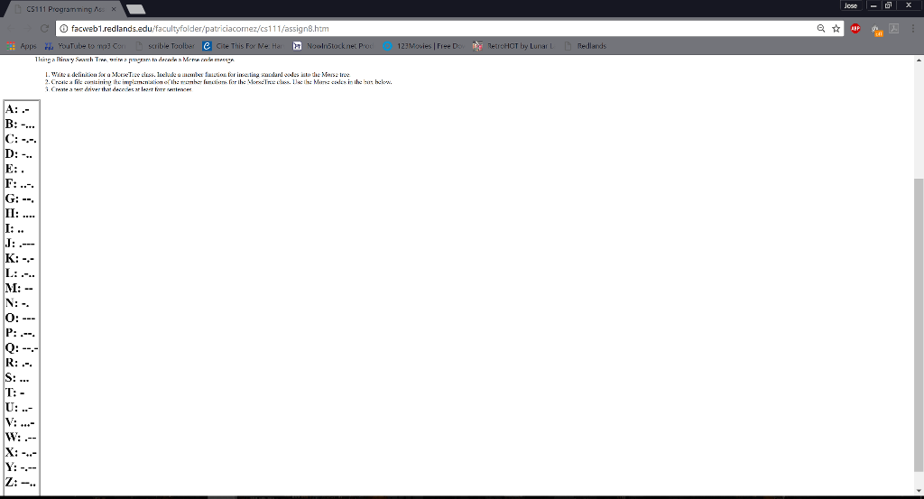 The programming language is Java Using a Binary Search Tree, write a