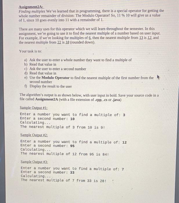 Can someone code this in java and show me their code? Assignment2A: