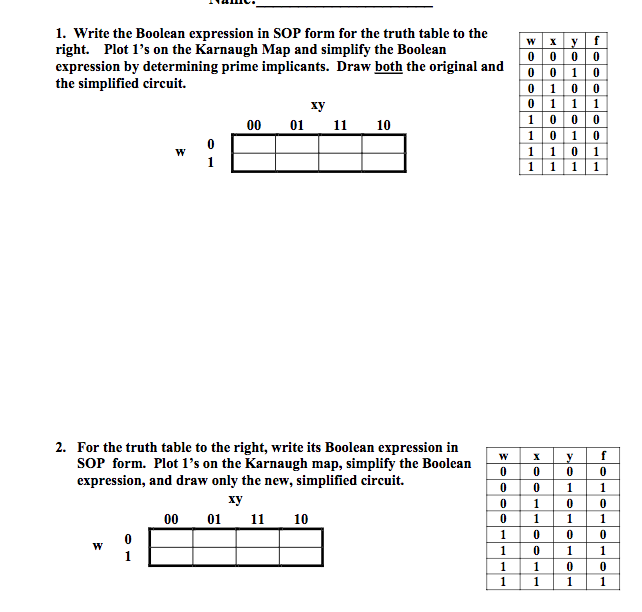  Write the Boolean expression in SOP form for the truth table
