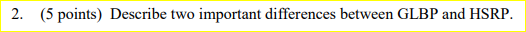  2. (5 points) Describe two important differences between GLBP and HSRP