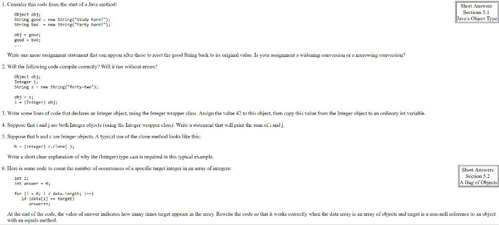  l. Consider this code from the start of a Java method: