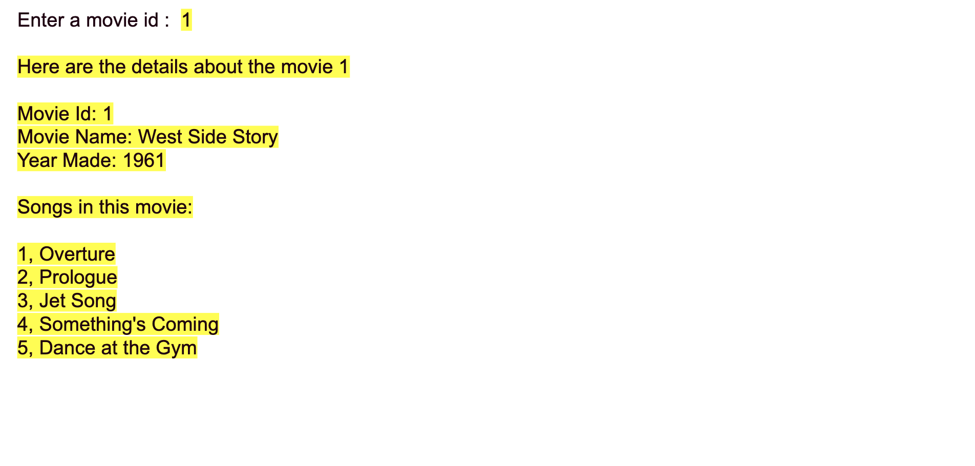 field uniquely identifying the movie) For example, here is some set of