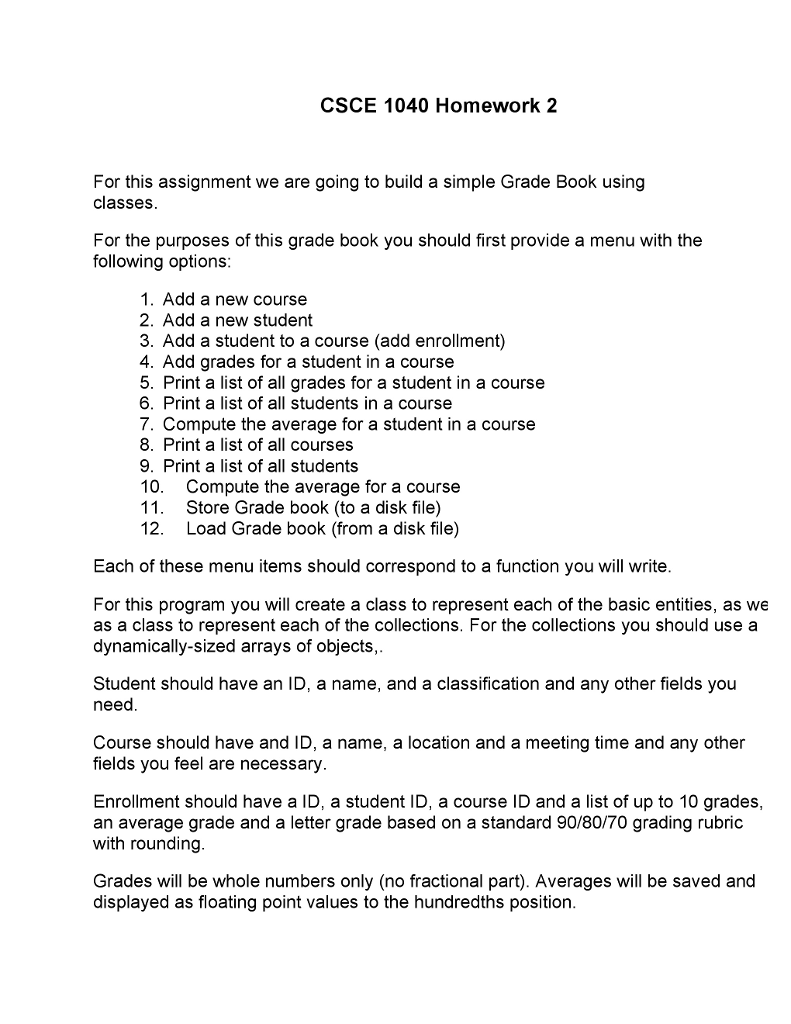 CSCE 1040 Homework 2 For this assignment we are going to