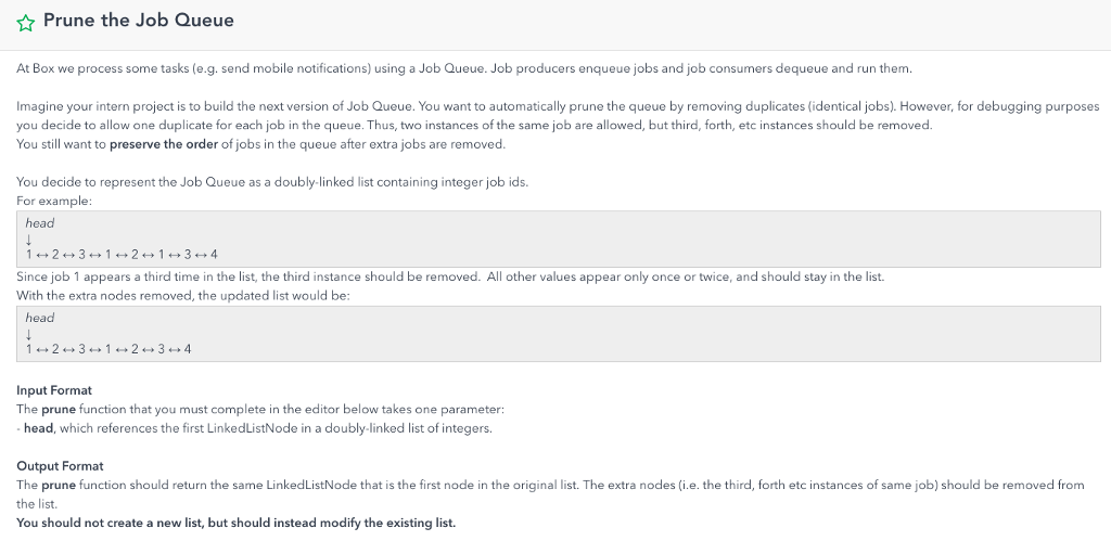 Must be java Prune the Job Queue At Box we process some
