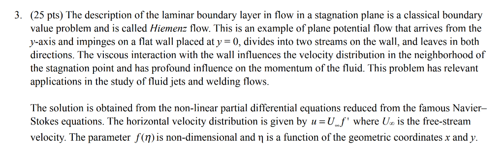  Write code using MatLab (25 pts) The description of the laminar