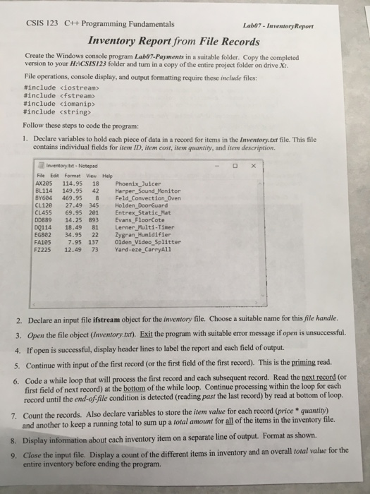  Write the following program inc C++ I recommend using visualstudio CSIS