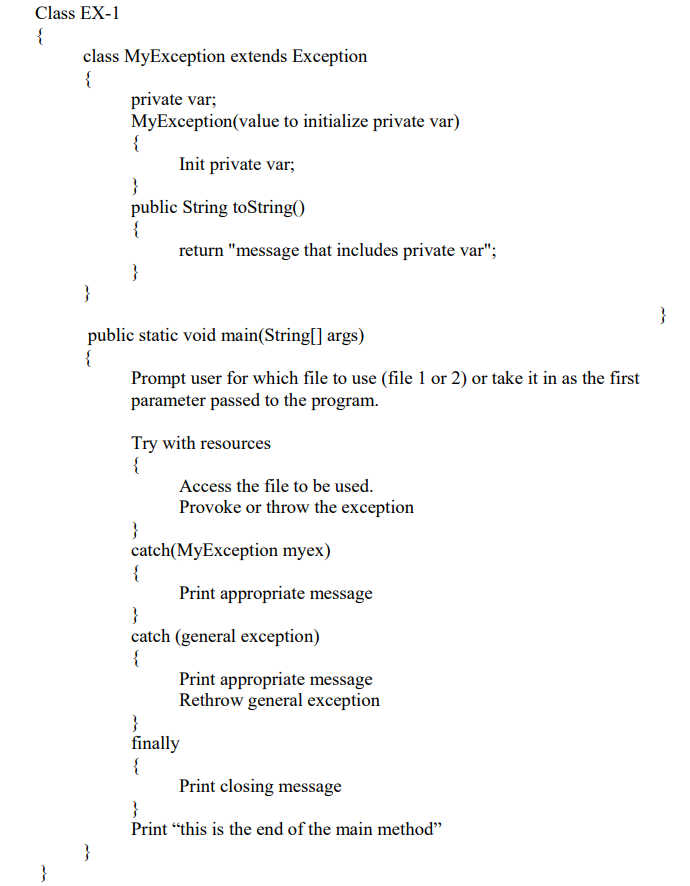 an integer in its constructor. Extend the Exception class Have a private