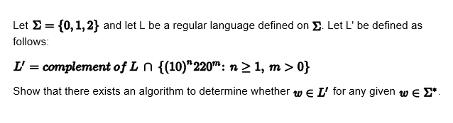  Let {0,1,2} and let L be a regular language defined on