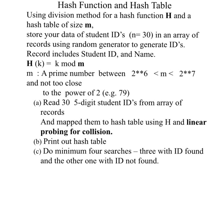  In c++ Hash Function and Hash Table Using division method for