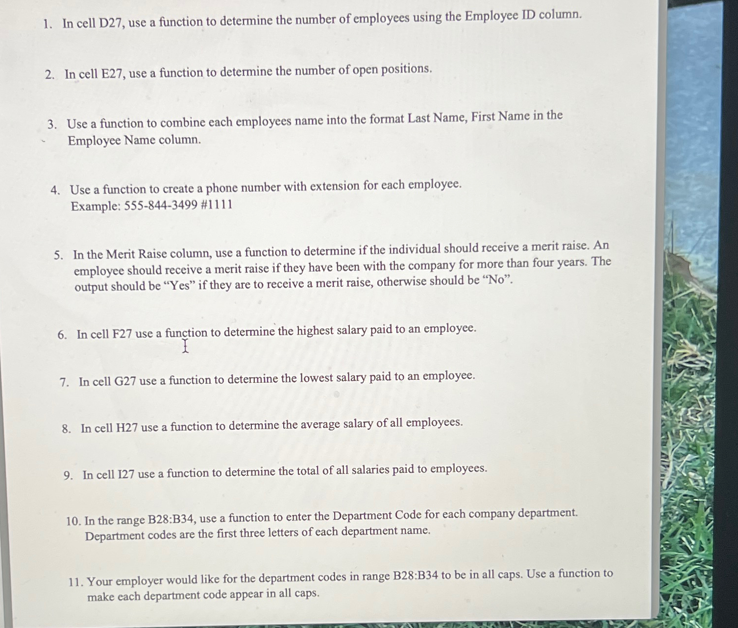  In cell D27, use a function to determine the number of