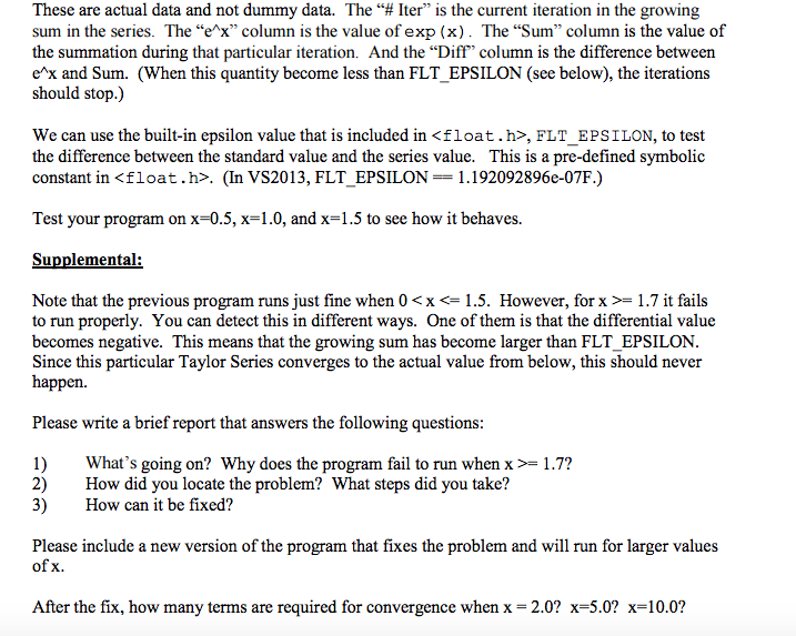 calculate the Taylor series expansion for the exponential function: ex. The equation
