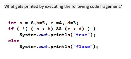 What gets printed by executing the following code fragement? int a