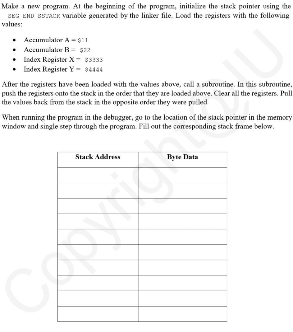  Use assembly to make a new program. At the beginning of