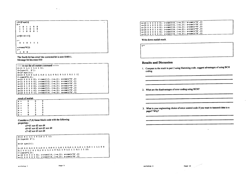 as below : Thanks. Linear block coding-BCH Linear block coding is a